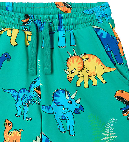 Småfolk Shorts - Teal w. Dinosaurs
