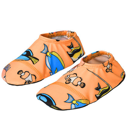 Småfolk Badeschuhe - UV50+ - Papaya m. Fisch