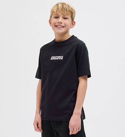 Jack & Jones Stuttermabolur - JcoInterlude - Black M. Texti