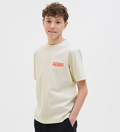 Jack & Jones Stuttermabolur - JcoInterlude - Sweet Korn M. Texti