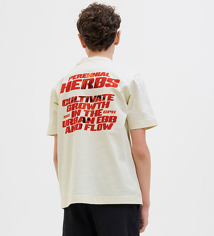 Jack & Jones Stuttermabolur - JcoInterlude - Sweet Korn M. Texti