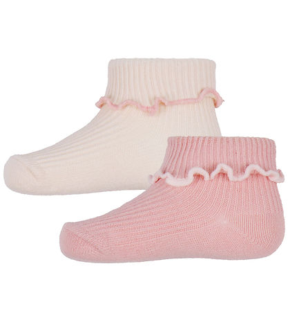 Konges Sløjd Socken - 2er-Pack - Rib - Rose/Off White