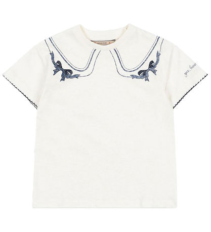 Konges Sløjd Stuttermabolur - Era - Off White/Bow Kragi