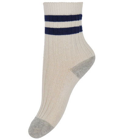 Konges Sløjd Socken - 2er-Pack - Rib - Off White/Multi Streifen