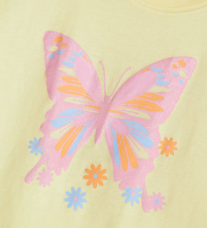 Name It Stuttermabolur - NmfFjóla - Pastel Yellow/Þverslaufa