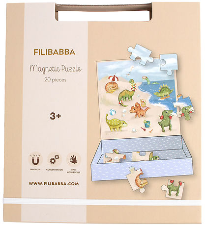 Filibabba Magnetic Jigsaw Puzzle - 20 Bricks - Dino Beach