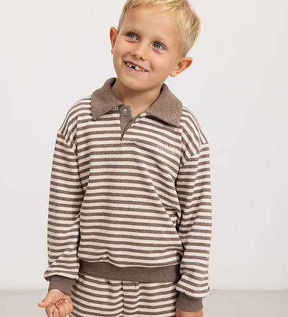 MarMar Blússa - Polo - Thanos - Brown Stripe Melange