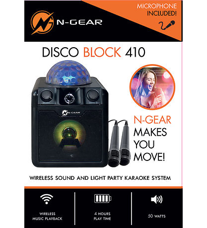 N-Gear Karaoke Hátalari - Bluetooth Disco Block 410 - Svart