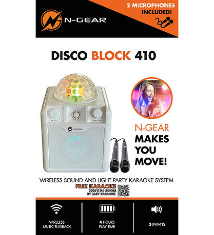 N-Gear Karaoke Speaker - Bluetooth Disco Block 410 - White