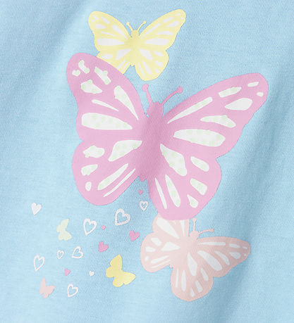Name It Stuttermabolur - NmfVigea - Chambray Blue/Fiðrildi