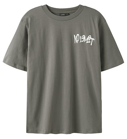 LMTD T-Shirt - NlmLucky - Granit Grey/White Print