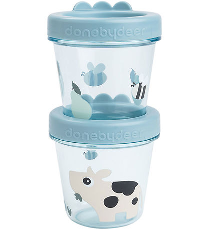 Done by Deer Lebensmittelbehälter - Tiny Farm - 2er-Pack - Blau