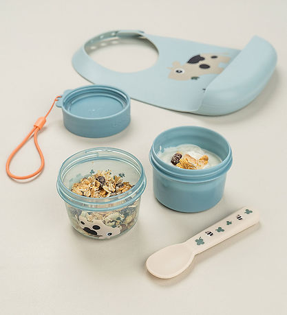 Done by Deer Behälter - To Go 2-Way Snack - Tiny Farm - Blau