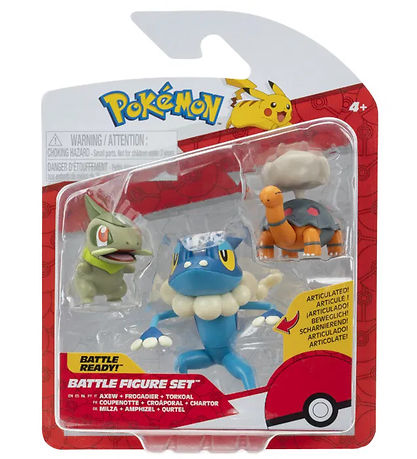 Pokémon Toy Figurine - 3-Pack - Battle Figure - Torkoal, Axew & 