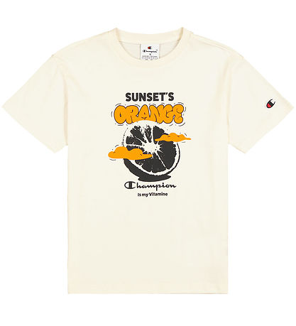 Champion Stuttermabolur - Off White/Appelsína