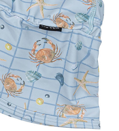 Mikk-Line Bademütze - UV50+ - Verwaschener Denim m. Karos/Print