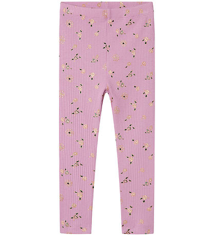 Name It Leggings - Rib - NmfPosana - Smokey Grape m. Glitzer