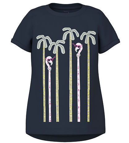 Name It Stuttermabolur - NmfVix - Dökkblátt Blazer/Palms