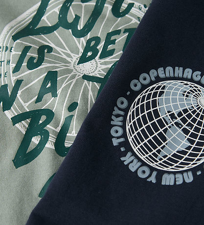 Name It T-Shirt - NkmVagno - 2er-Pack - Slate Grau/Navy Blazer