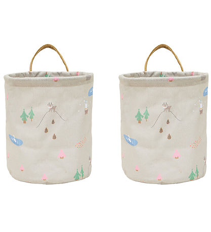 OYOY Storage Baskets - 2-Pack - Deer & Duck - Small - Beige