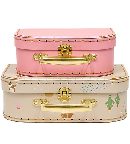 OYOY Kofferset - 2er-Pack - Deer & Ente - Camel/Rose
