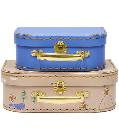 OYOY Kofferset - 2er-Pack - Fox - Beige/Blue