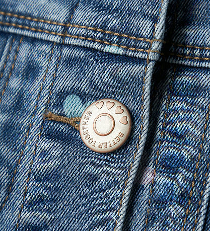 Name It Jeansjacka - NmfFalula - Medium+ Blue Denim m. Hjärtan