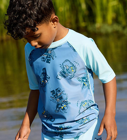 LEGO® Ninjago Badeshirt - LwAgan 301 - UV40+ - Mattblau m. Pri