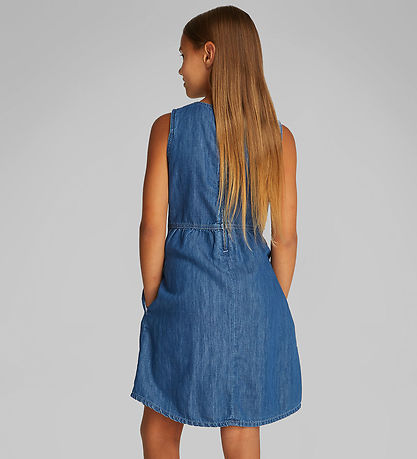 Calvin Klein Kjóll - Gallaefni - Mid Serenity Blue