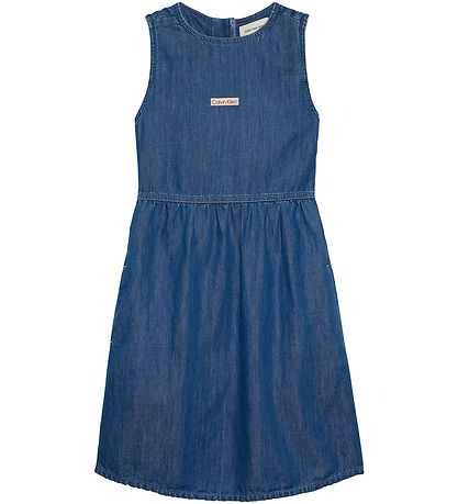 Calvin Klein Kjóll - Gallaefni - Mid Serenity Blue