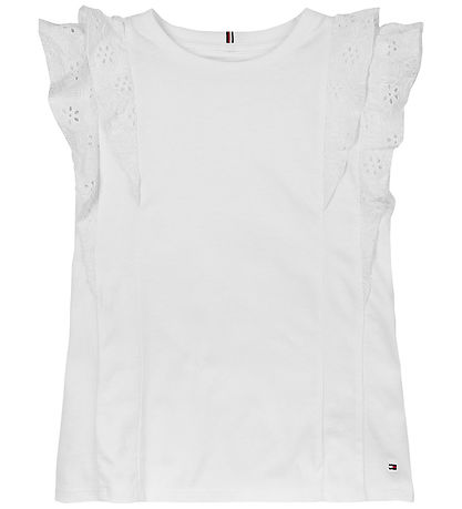 Tommy Hilfiger Topp - Broderi engelska - Vit