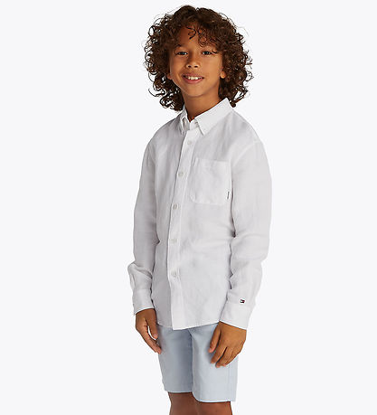 Tommy Hilfiger Skjorte - Lin - Linblanding - Hvit