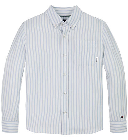 Tommy Hilfiger Skjorte - Lin - Linblanding - Breezy Blue Stripe