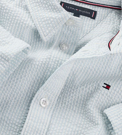 Tommy Hilfiger Skyrta - Seersucker - Breezy Blue White Stripe