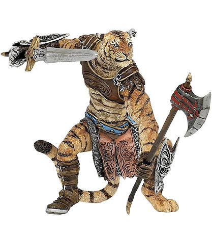 Papo Mutant Tiger w. Axe And Sword - H: 10 Cm