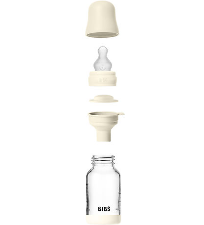 BIBS Feeding Bottle - 120 mL - Glass/Silicone - Ivory