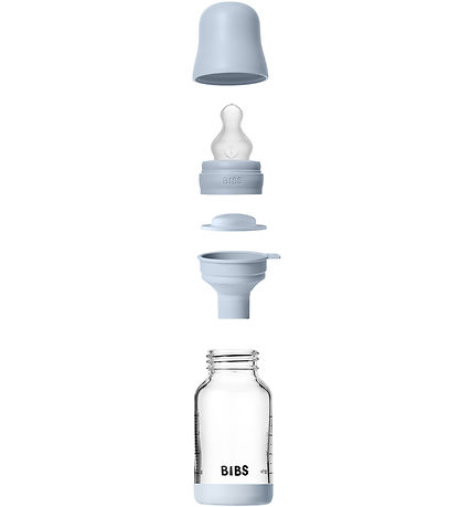 BIBS Peli - 120 ml - Gler/Sílikon - Baby Blue
