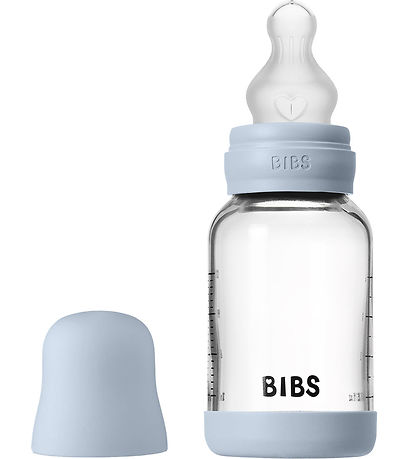 BIBS Peli - 120 ml - Gler/Sílikon - Baby Blue
