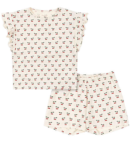 Konges Sløjd Set - T-shirt/Shorts - Lin Frill - Cherry Motif