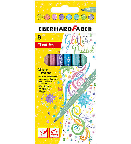 Eberhard Faber Tússlitir - 8 Stk. - Glitter Pastel