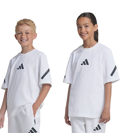 adidas Performance Stuttermabolur - J ZNE Tee - Hvítur/Svart