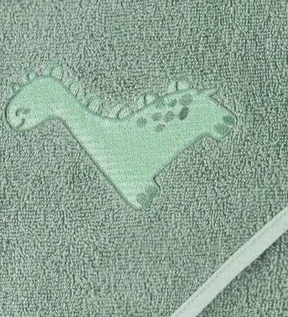 Nørgaard Madsens Baby towel - 75x75 cm - Dusty Green w. Dino