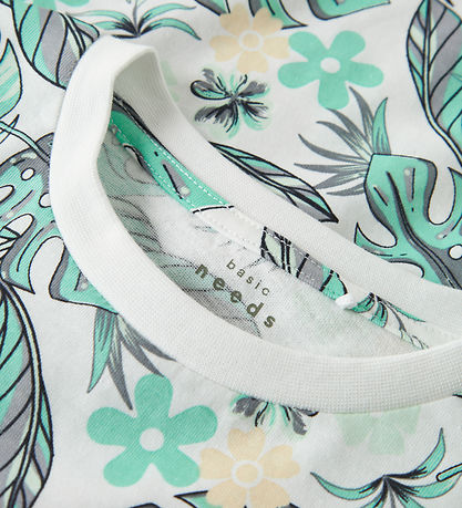 Name It Stuttermabolur - NkmValmas - Bright White/Green Leaf