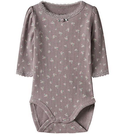 Name It Samfella l/e - Rib - NbfHoise - Purple Dove M. Blóm