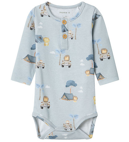 Name It Bodysuit l/s - NbmHelp - Pearl Blue w. Print