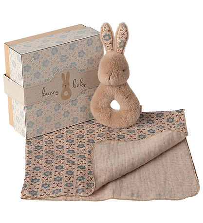 Maileg Rattle set - Harerangle/Muslin Cloth- Cream Peach