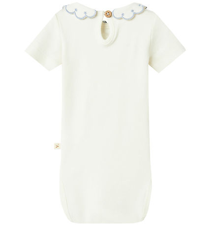 Lil' Atelier Stuttermabolur - NbfFundo - Coconut Mjólk/Zen Blue