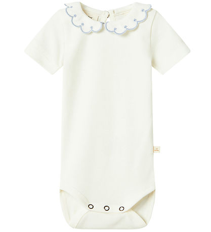 Lil' Atelier Stuttermabolur - NbfFundo - Coconut Mjólk/Zen Blue