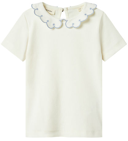 Lil' Atelier Stuttermabolur - NmfFundo Coconut Mlik/Zen Blue