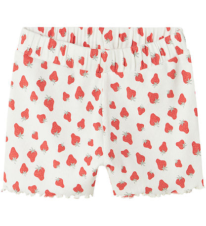 Name It Shorts - Rib - NmfVemma - Bright White/Strawberry